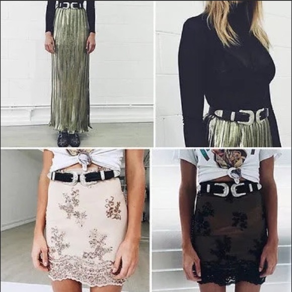 Vintage metal bohemian double buckled fashion belt - Picture 2 of 8